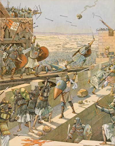 Geschiedenis van België: Englebert en Lietaud de Tournai, Tournaisian kruisvaarders, bestormden als eersten Jeruzalem in 1099 door pseudonym for Onfray de Breville Jacques Job