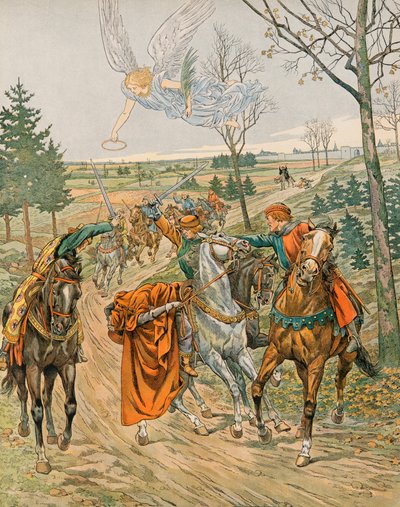 Geschiedenis van België: Sint Albert van Leuven (ca. 1166-1192), Prins van Luik wordt vermoord in Reims door de huurmoordenaars van Keizer Hendrik VI in 1192 door pseudonym for Onfray de Breville Jacques Job