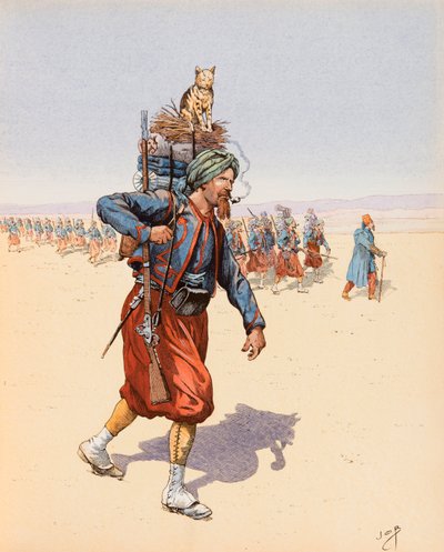 Le Zouzou (Zouave op expeditie in de woestijn), Privécollectie door pseudonym for Onfray de Breville Jacques Job