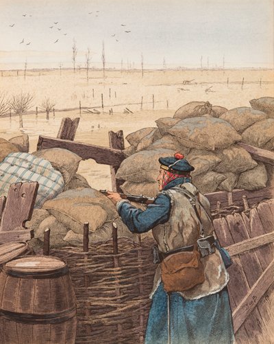 Le fusilier marin (mariniersgeweer in een loopgraaf tijdens de Eerste Wereldoorlog) door pseudonym for Onfray de Breville Jacques Job