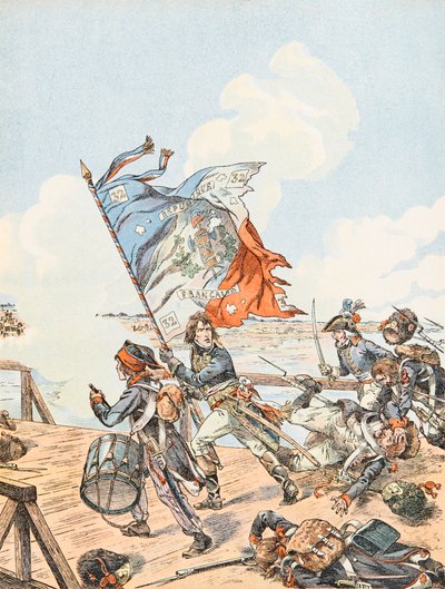 Napoleon Bonaparte bij de brug van Arcole in 1796 door pseudonym for Onfray de Breville Jacques Job