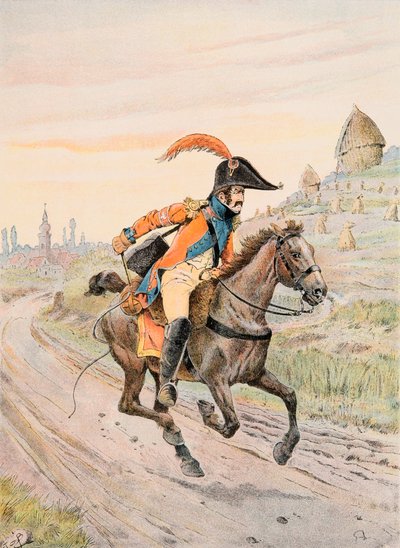 Outfit van Franse troepen door de tijden heen: Koerier van de Prins van Neuchatel onder het Eerste Keizerrijk door pseudonym for Onfray de Breville Jacques Job