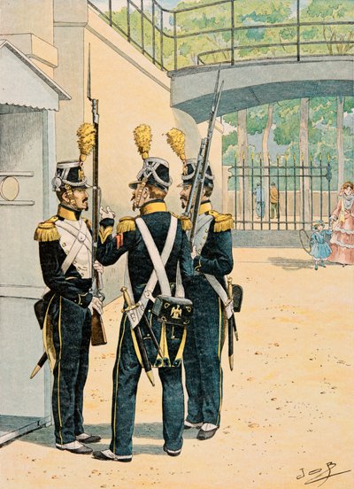 Outfit van Franse troepen door de tijden heen: Voltigeurs de la Garde Imperiale, Privécollectie door pseudonym for Onfray de Breville Jacques Job
