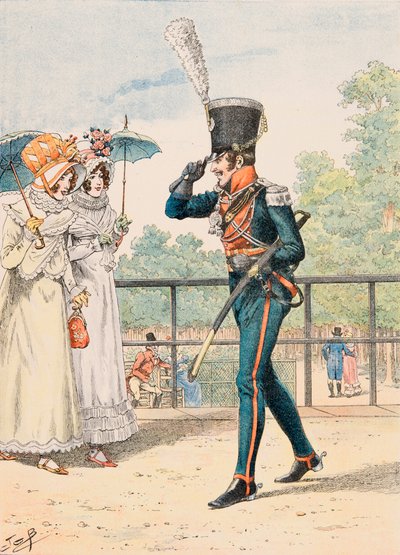 Outfit van Franse troepen te allen tijde: Jager van de Hertog van Berry door pseudonym for Onfray de Breville Jacques Job