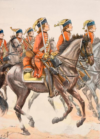 Outfit van Franse troepen door de tijden heen: Beauffremont Draken 1759 door pseudonym for Onfray de Breville Jacques Job
