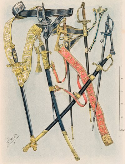 Outfit van de Franse troepen in alle tijden: De wapens van de Staten Generaal, reglement van het Jaar XII, Privécollectie door pseudonym for Onfray de Breville Jacques Job