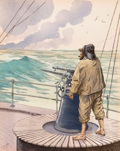 Jacques Marie Gaston Onfroy de Breville, bekend als JOB (1858-1931) - De trawler (walvisvaarder), Privécollectie door pseudonym for Onfray de Breville Jacques Job