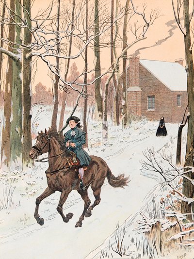 Jonge George Washington verlaat het ouderlijk huis in 1740 voor de Old Field School door pseudonym for Onfray de Breville Jacques Job