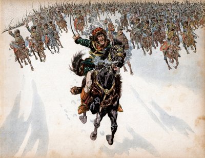 Joachim Murat aan het hoofd van de cavalerie in de Slag bij Eylau op 8 februari door pseudonym for Onfray de Breville Jacques Job