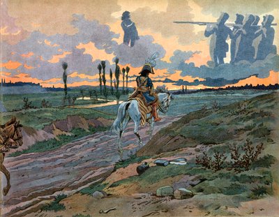 Joachim Murat (1767-1815) keerde terug naar Napels na de nederlaag van Leipzig in 1813. Gravure door Jacques Marie Gaston Onfray de Breville, genaamd Job (1858-1931) door pseudonym for Onfray de Breville Jacques Job