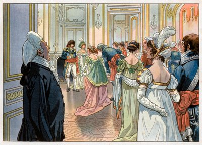 Joachim Murat en zijn vrouw Caroline Bonaparte ontvangen gasten op een feest in hun hotel aan de Place Vendome, Parijs door pseudonym for Onfray de Breville Jacques Job