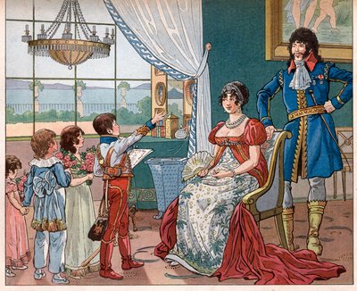 Joachim Murat (1767-1815) met zijn vrouw Caroline Bonaparte (1782-1839) en hun kinderen door pseudonym for Onfray de Breville Jacques Job