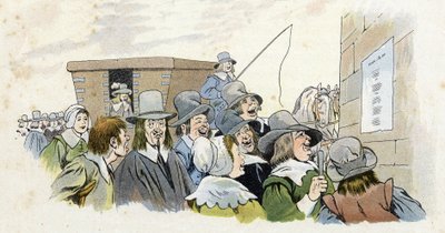 Mazarinade: het Franse volk leest de woorden van een lied dat kardinaal Jules Mazarin (1602-1661) bespot. in 
