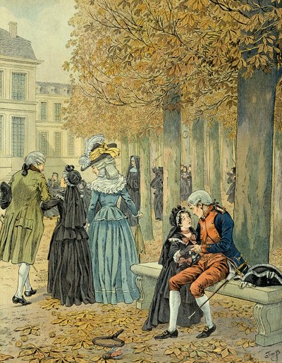 Napoleon I Bonaparte bezoekt zijn zus Elisa Bonaparte in het koninklijk huis van Saint Cyr door pseudonym for Onfray de Breville Jacques Job