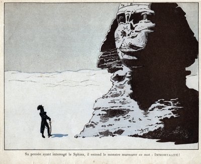 Napoleon bestudeert de Sfinx in Egypte - lithografie door Job (Jacques Onfroy de Bréville) uit Le Grand Napoléon des Petites Enfants 1893 door pseudonym for Onfray de Breville Jacques Job