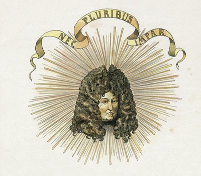 Portret van koning Lodewijk XIV (1638-1715) met zijn motto in het Latijn 