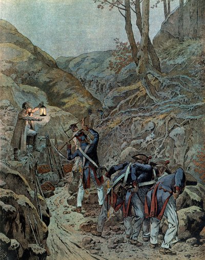 Pruisische campagne (1806): De troepen werkten aan het verbreden van een doorgang voor kanonnen aan de voet van de berg Iena aan de vooravond van de slag (die plaatsvond op 14 oktober) door pseudonym for Onfray de Breville Jacques Job
