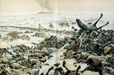 Pruisen en Polen veldtocht (1806-1807): de dag na de overwinning van Eylau, bezoekt Napoleon I Bonaparte (1769-1821) het slagveld en de vele verliezen op de grond op 9 februari door pseudonym for Onfray de Breville Jacques Job