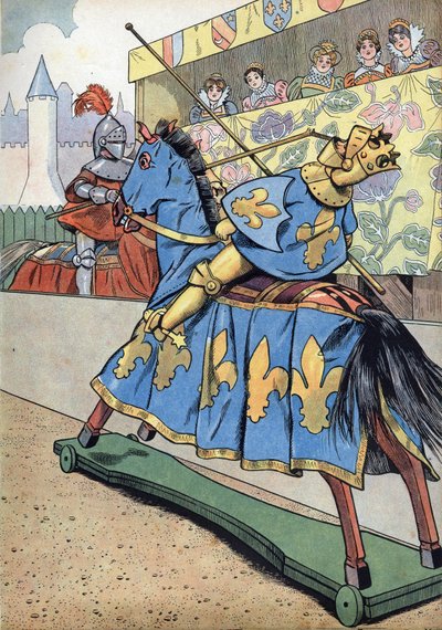 Scène uit de geschiedenis van Frankrijk in speelgoed: De dood van de koning van Frankrijk Hendrik II (1519-1559). Op de dag van het huwelijk van zijn dochter Elisabeth met Filips II van Spanje, 30 juni door pseudonym for Onfray de Breville Jacques Job