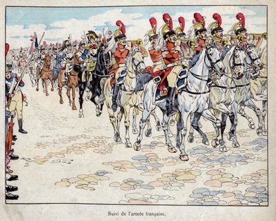Het Franse leger betreedt Berlijn, 27 oktober 1806 - lithografie door Job (Jacques Onfroy de Bréville) uit 