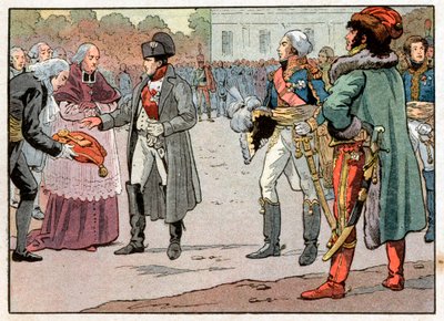 De verdedigers van Wenen overhandigen de sleutels van de stad aan Napoleon I in aanwezigheid van Joachim Murat op 14 november 1805. Gravure door Jacques Marie Gaston Onfray de Breville, genaamd Job door pseudonym for Onfray de Breville Jacques Job