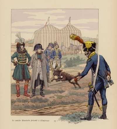 De hond Moustache gepresenteerd aan Napoleon door pseudonym for Onfray de Breville Jacques Job