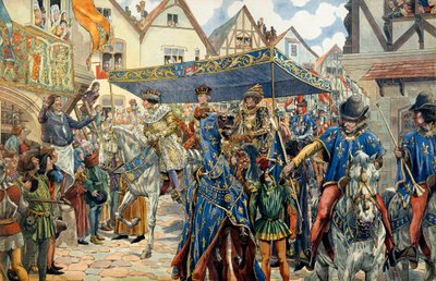 Triomfantelijke intocht van Lodewijk XI van Frankrijk, bijgenaamd de Voorzichtige (1423-1483) in Parijs op 30 augustus door pseudonym for Onfray de Breville Jacques Job