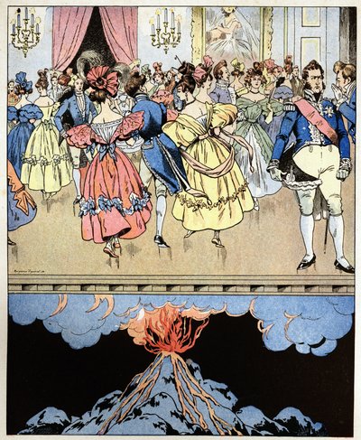 We dansen op een vulkaan. Woorden van Graaf Narcisse Achille de Salvandy (1795-1856) die de revolutie van de drie glorieuze voorspelde aan Louis Philippe I Hertog van Orleans (Louis-Philippe) door pseudonym for Onfray de Breville Jacques Job