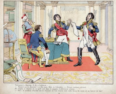 Napoleon en Lefebvre bij het beleg van Danzig, 24 mei 1807 (lithografie door Job) door pseudonym for Onfray de Breville Job