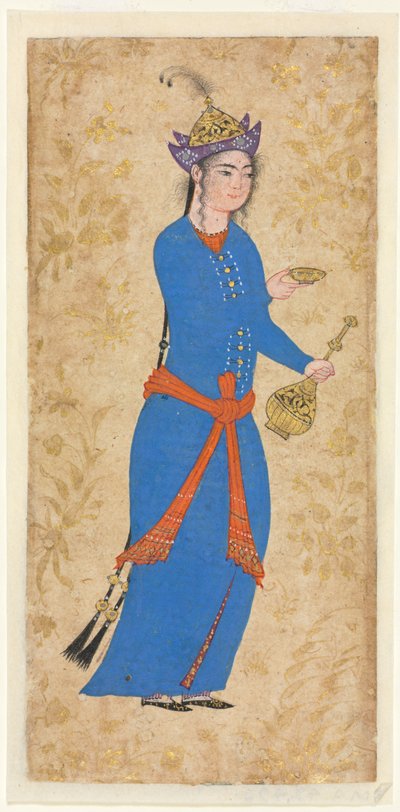 Prinses met Wijnfles en Beker, c. 1550-1600 door School Iranian
