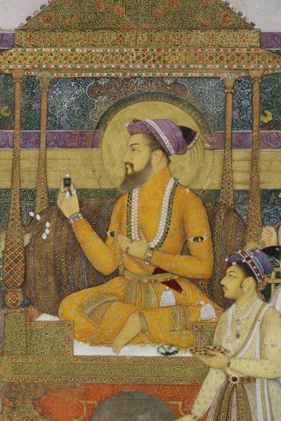 (detail) uit De Keizer Shah Jahan op de Pauwentroon, 1640 door son of Aqa Riza Abid