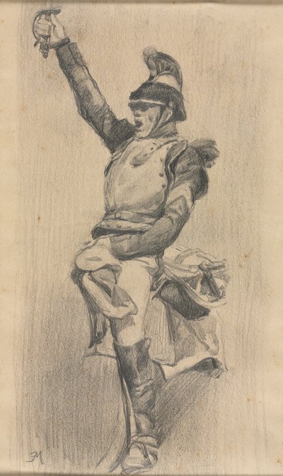 Soldaat met opgeheven arm door studio of A. W. A. Plâté Studio (Ceylonese)