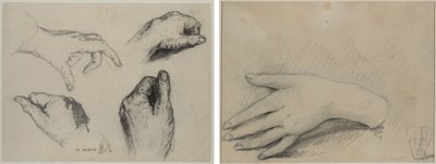 Studie van handen (recto); studie van een vrouwenhand (verso) door studio of A. W. A. Plâté Studio (Ceylonese)