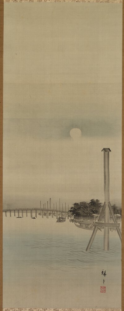 Nachtelijke scène aan de Sumida-rivier door studio of Utagawa Hiroshige