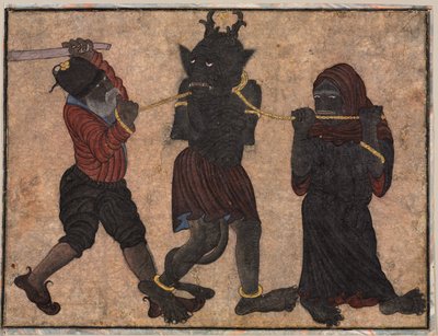 Demon in kettingen door style of Muhammad Siya Qalam