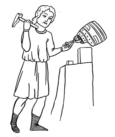 Duitse helmsmid aan het werk door the Elder Hans Burgkmair