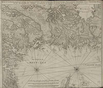 Norsk bokmål: Kaart uit de kaartencollectie van de Nationale Bibliotheek. De kaart is uitgegeven en toont door van Keulen
