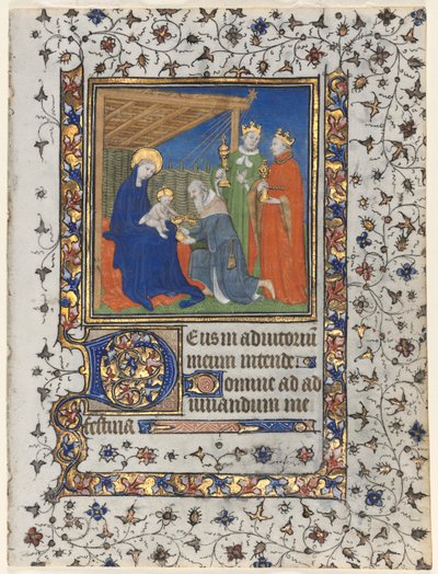 Bifolio uit een getijdenboek: Aanbidding der wijzen door workshop of Boucicaut Master