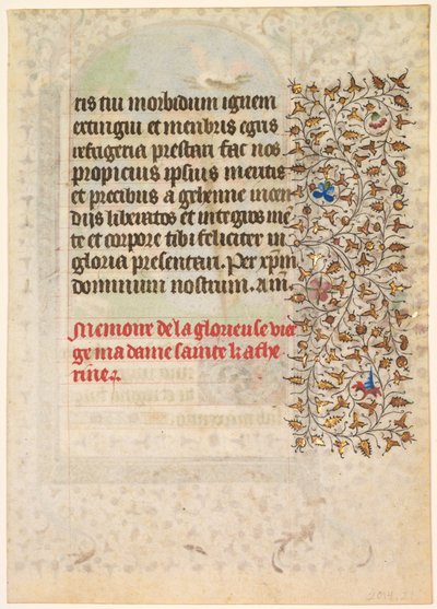 Blad uit een Getijdenboek: Tekst (verso) door workshop of Boucicaut Master