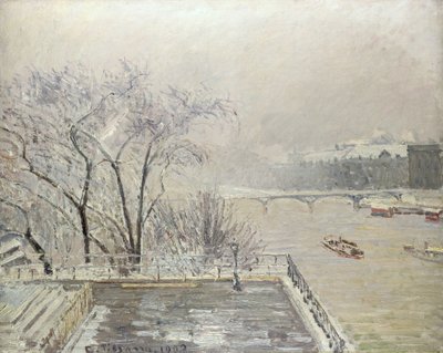 Het Louvre Under Snow door Camille Jacob Pissarro