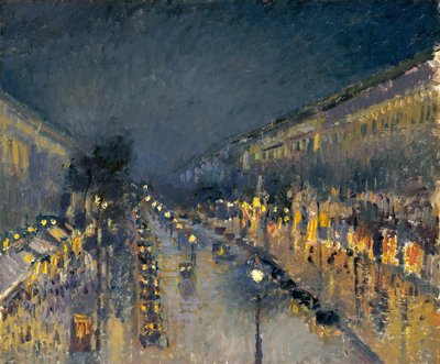 De Boulevard Montmartre in de nacht, 1897 door Camille Jacob Pissarro