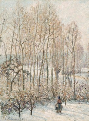 Ochtendzonlicht in de sneeuw, Eragny-sur-Epte door Camille Jacob Pissarro