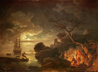 Landschap door het licht van de maan door Claude Joseph Vernet