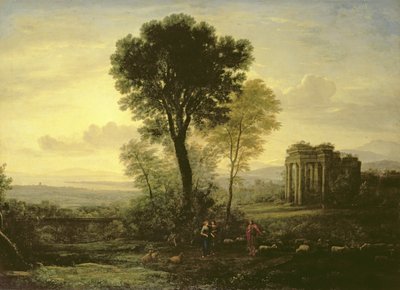 Ochtend (landschap met Jacob, Rachel en Lea bij de bron), 1666 door Claude Lorrain