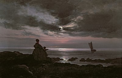 Moeder en kind aan zee, 1840 door Johan Christian Dahl