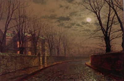 Moonlit Street Scene, 1882 door John Atkinson Grimshaw