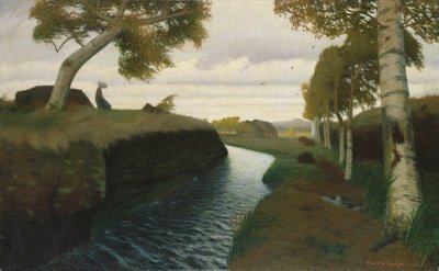 Kanaal in Moorland, 1903 door Otto Modersohn