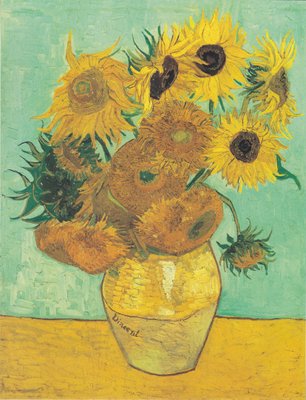 Twaalf zonnebloemen in een vaas door Vincent van Gogh