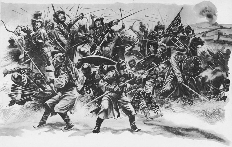 Gengis Khan breekt door de Grote Muur van China door English School