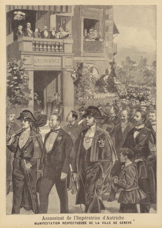 Demonstratie ter ere van de vermoorde keizerin Elisabeth van Oostenrijk in Genève door French School